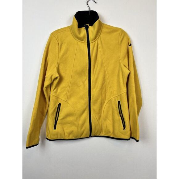 Nautica yellow navy zip up fleece sz L - Picture 1 of 9